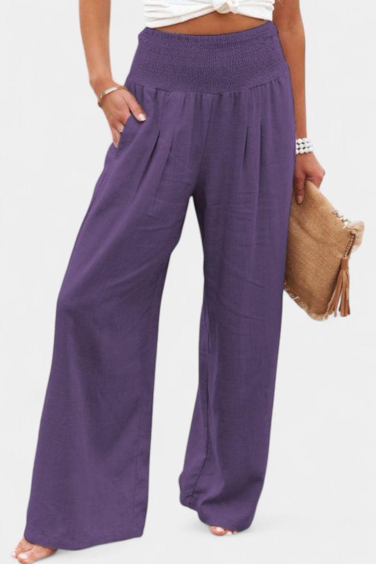 Alexia | Cotton and Linen Pants with Flowing Cut
