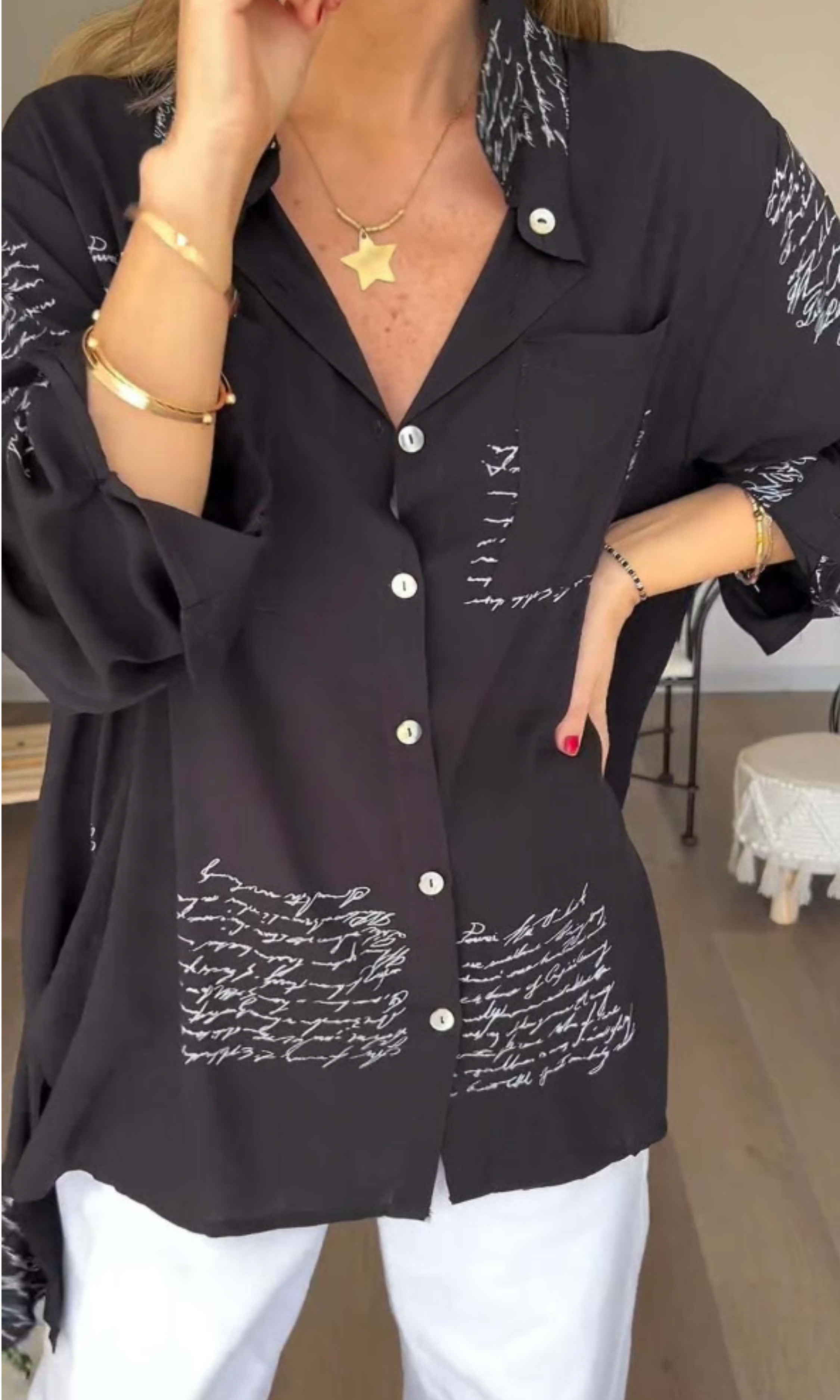 The Maika | Letter Print Lapal Shirt