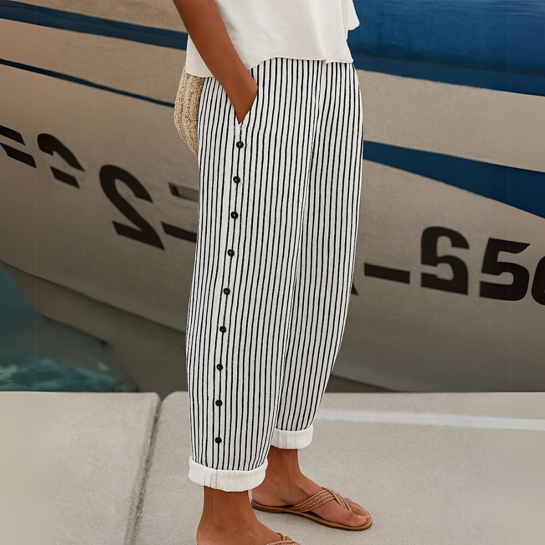 Seabreeze | Stripe Button Trousers