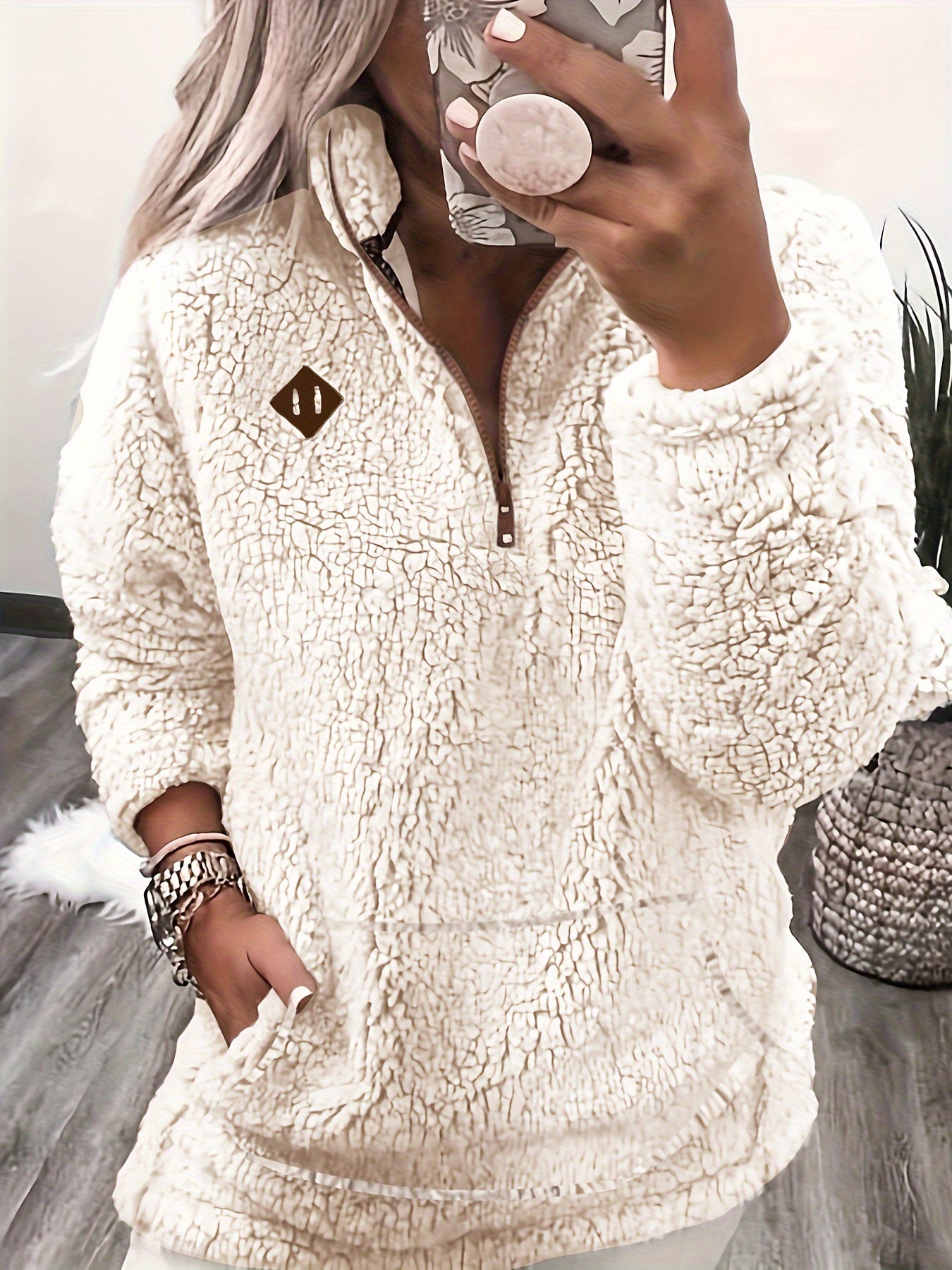 Lily | Patch Quarter Zip Pullover